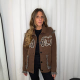 CASACO MALHA BANDANAS CASTANHO