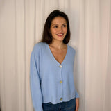 CARDIGAN CANELADO AZUL CLARO