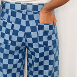CALÇAS JEANS XADREZ