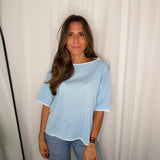 T-SHIRT MALHA ALGODÃO AZUL