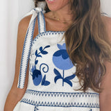 VESTIDO BRANCO BORDADOS AZUIS