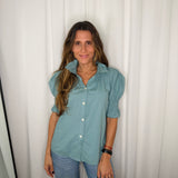 CAMISA FAVOS MANGA CURTA VERDE ÁGUA