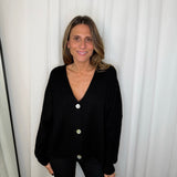 CARDIGAN MALHA CANELADO PRETO