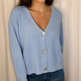 CARDIGAN CANELADO AZUL CLARO