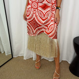 VESTIDO ESTAMPADO FRANJAS