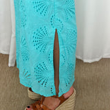 CONJUNTO TOP E SAIA TURQUESA