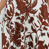 VESTIDO ALINHADO FLORES TELHA
