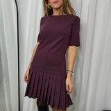 VESTIDO BORDEAUX COM PLISSADO