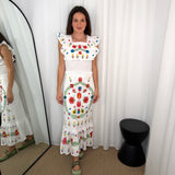 CONJUNTO TOP E SAIA BRANCO COM BORDADOS