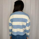 CAMISOLA MALHA RISCAS AZUL E BRANCO