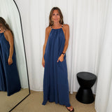 VESTIDO AZUL MARINHO PEDRAS