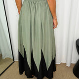 CONJUNTO TOP E SAIA VERDE E PRETO