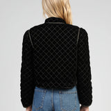 BLUSÃO VELUDO PRETO COM DOURADOS