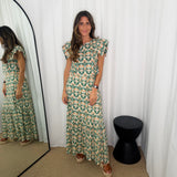 CONJUNTO TOP E SAIA ESTAMPADO VERDE