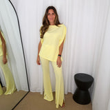 CONJUNTO TOP E CALÇAS AMARELO PASTEL