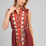 VESTIDO BORDEAUX ESTAMPADO