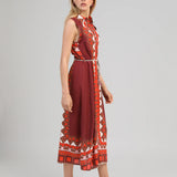VESTIDO BORDEAUX ESTAMPADO