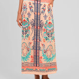 CONJUNTO CAMISA E SAIA FLUIDO ESTAMPADO