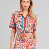 CONJUNTO CAMISA E SAIA ESTAMPADO