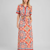 CONJUNTO CAMISA E SAIA ESTAMPADO
