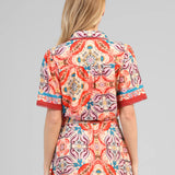 CONJUNTO CAMISA E SAIA ESTAMPADO