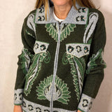 CARDIGAN MALHA VERDE PEDRARIAS