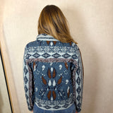 CASACO MALHA TRIBAL AZUL JEANS